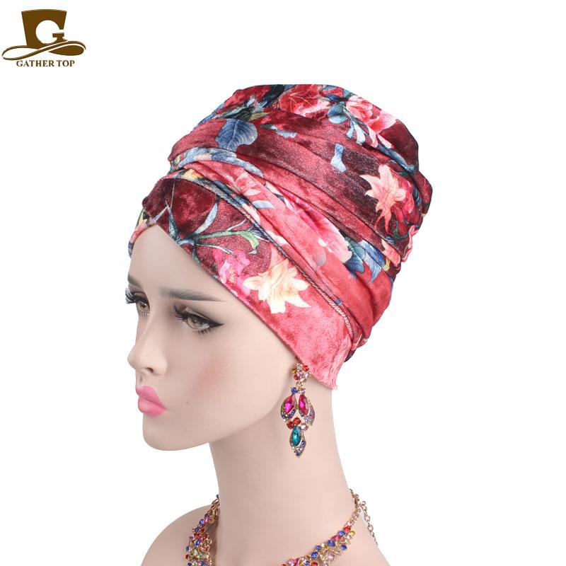 Luxury Floral Velvet Long Tube Head Wrap