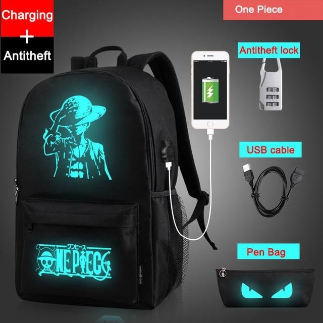 Fashion Luminous Animation USB Charge, Anti-theft Laptop Backpack