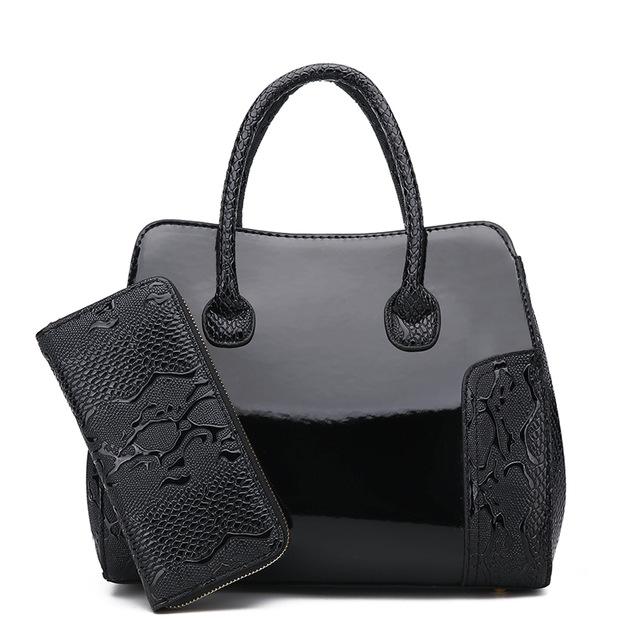 Luxury Quality Patent Leather Handbag 2 Sets