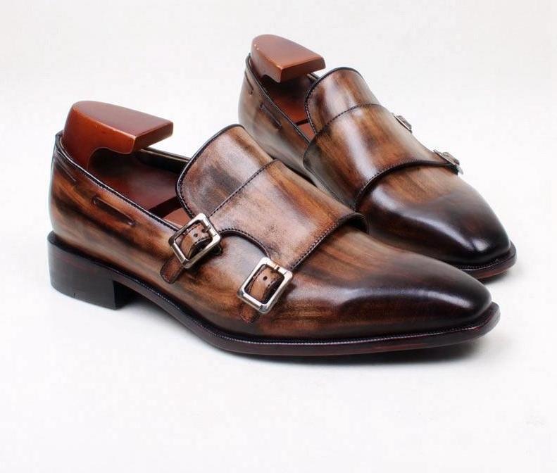 Double Monk Straps Brown Patina Loafer
