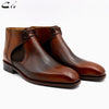 Brown Handmade Leather Lacing Chelsea Ankle Boots