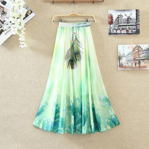 Vintage Maxi Boho Chiffon Skirts