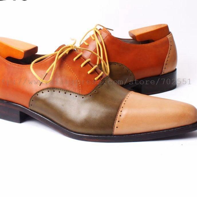 Mixed Colors Lace-Up Oxford Handmade Shoe