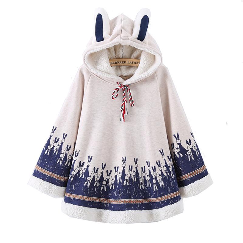 Rabbit Print Cape Hood with Bunny Ears