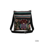 Owl Printed Canvas Double Zipper Mini Bag