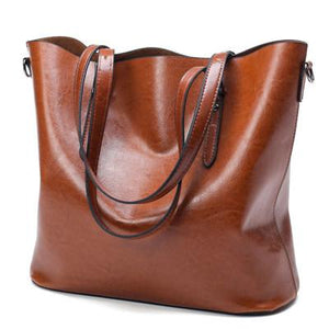 PU Oil Wax Leather Large Capacity Tote Bag