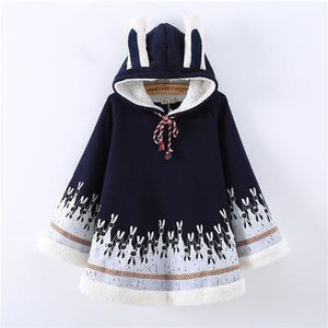 Rabbit Print Cape Hood with Bunny Ears
