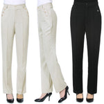 High Waist Linen Slim Straight Trouser