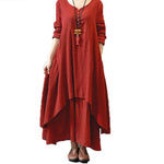 Dress Boho Long Maxi V Neck Button