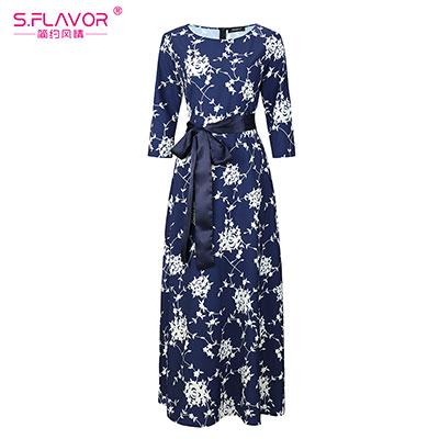 Russian Style Print Dress