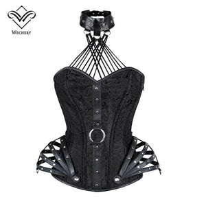 Sexy Faux leather Halter Zip Corset