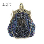Metal Glass Bead Bridal Clutch Purse