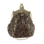 Metal Glass Bead Bridal Clutch Purse