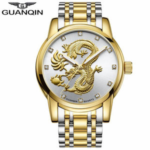 Luxury Gold Dragon Sculpture Quartz Watch