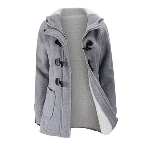 Parka Hooded Zipper Horn Button