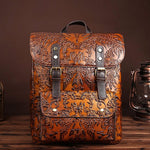 Cowhide Vintage Leather Embossed Backpack