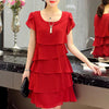 Loose Chiffon Cascading Ruffle Dress