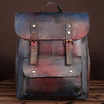 Cowhide Vintage Leather Embossed Backpack