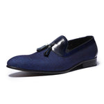 Denim Stitching Genuine Leather Loafer With Tassel