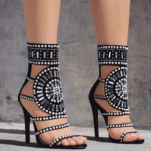 Sandals High Heels Rhinestone Gladiator