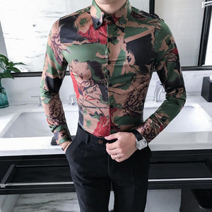 Camouflage Print Korean Shirt