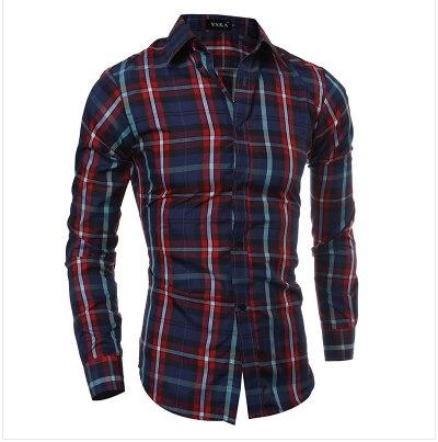 Plaid Slim Fit Casual Long Sleeve Shirt