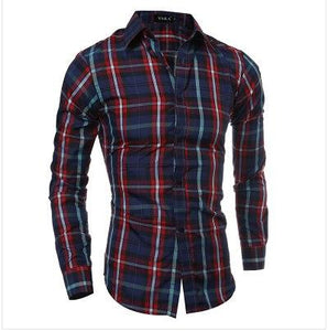 Plaid Slim Fit Casual Long Sleeve Shirt