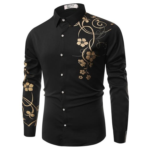 Fashion Long Sleeve Printed Button-Up Floral Shirt