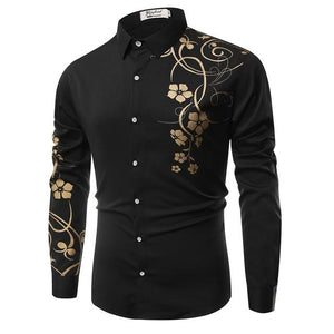 Fashion Long Sleeve Printed Button-Up Floral Shirt