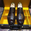 Embossed Leather Black Wine Oxfords Shoes