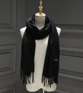 Solid Color Cashmere Scarves with Tassel