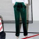 Gold Velvet Elastic Waist Pant