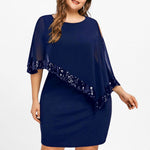 Sexy Sequined Overlay Capelet Dress