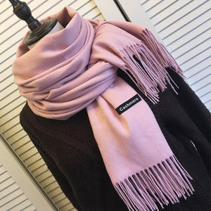 Solid Color Cashmere Scarves with Tassel